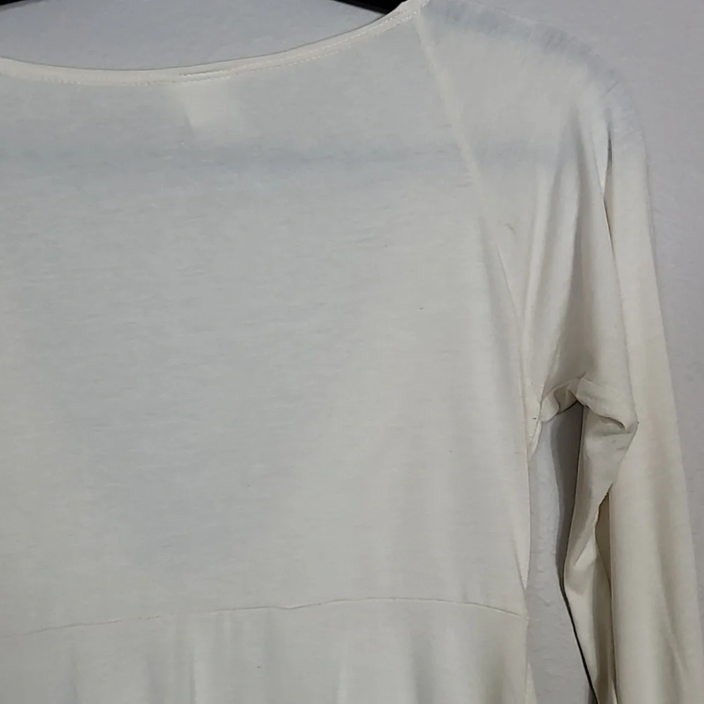 Y2K Fredericks Of Hollywood Babydoll Long Sleeve Top Size S White VNeck Fitted - Picture 9 of 12